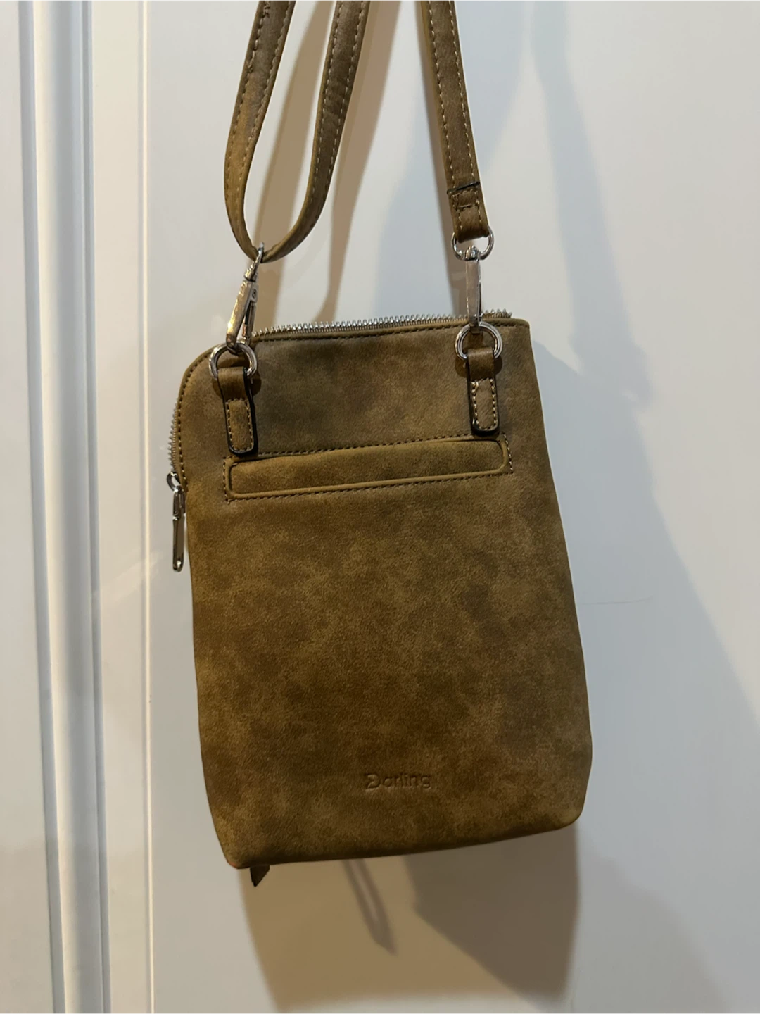 Brown Faux Suede Perforated Crossbody Bag - photo 2