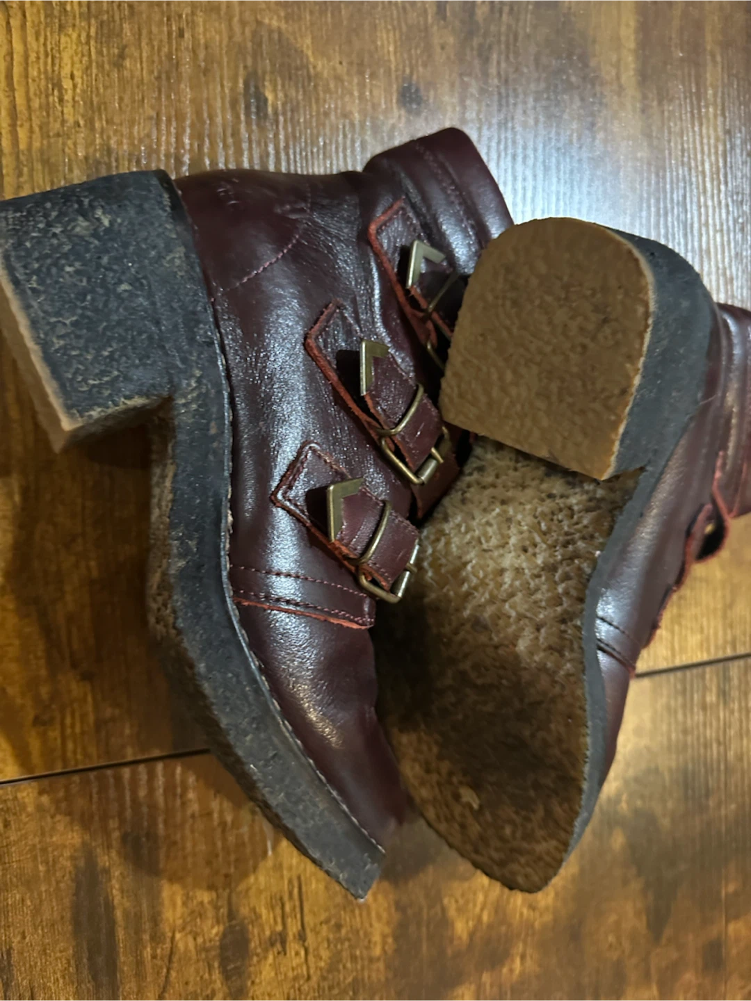Musse & Cloud  Burgundy Leather Buckle Ankle Boots - photo 4