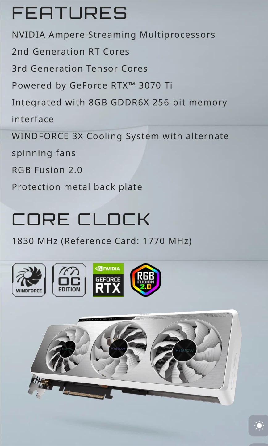 Gigabyte RTX 3070 Ti VISION OC Graphics Card - photo 3