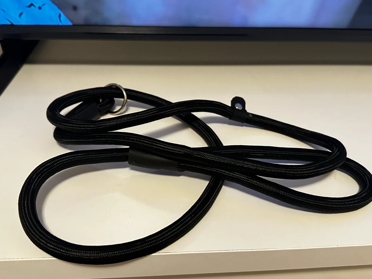 New Black dog p collar and leash with Ring