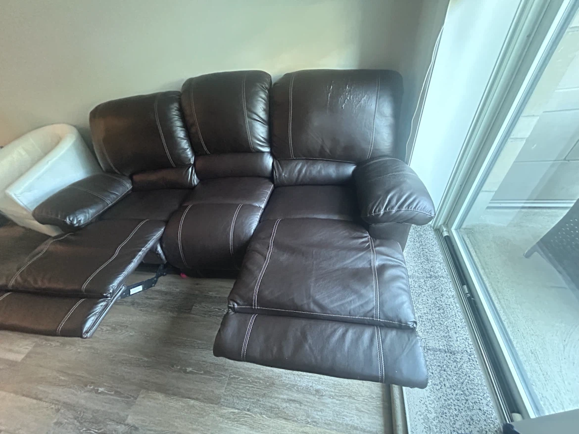 Latitude Run Emony 81.6" Wide Vegan Leather Recliner Couch - photo 2