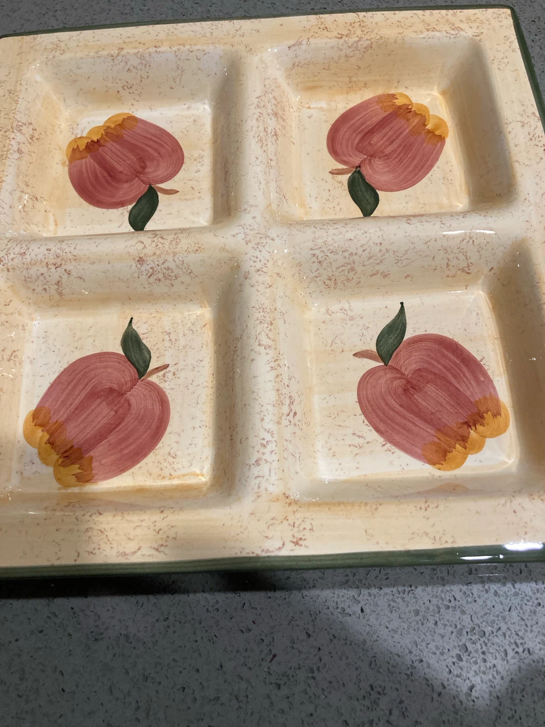 Hand-painted Ceramic Serving Dish with Apple Design