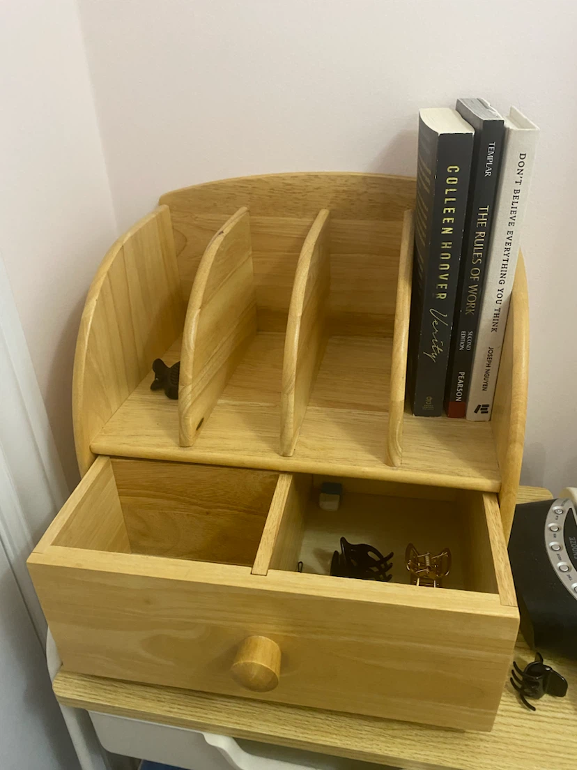 Wooden Desk Organizer with Drawer - photo 2
