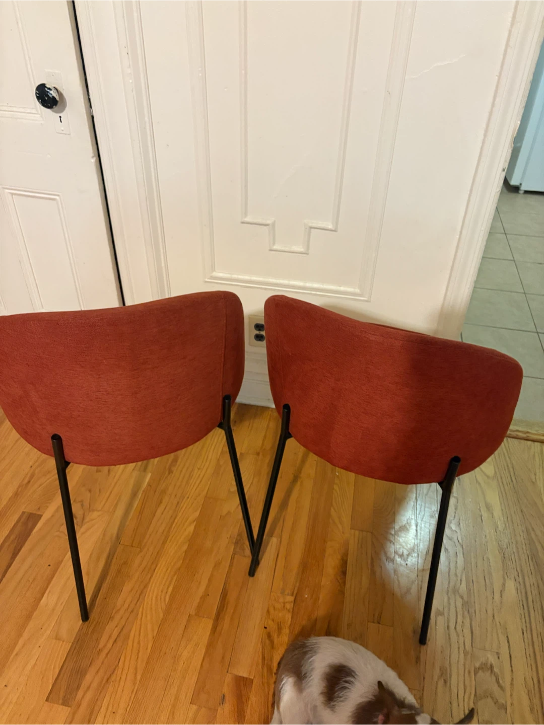 2 Red Upholstered Chairs