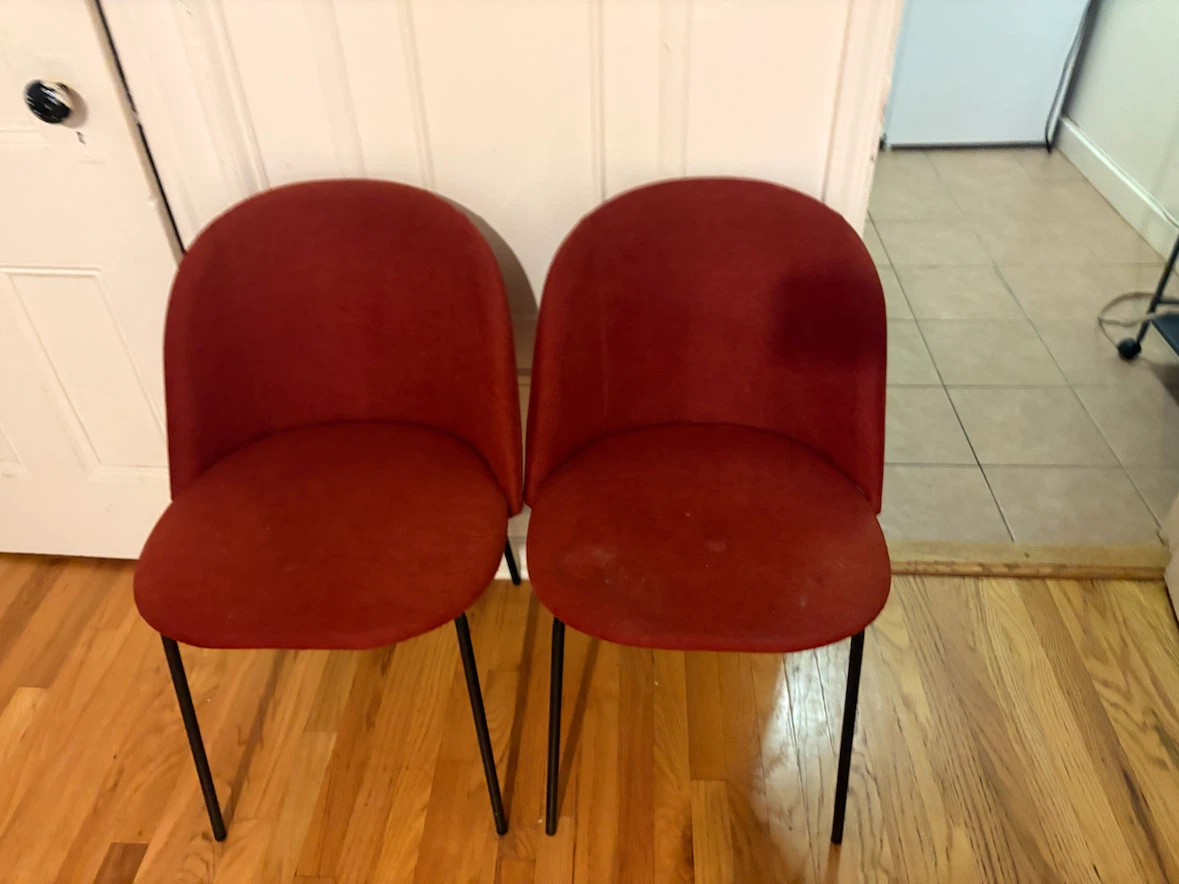 2 Red Upholstered Chairs - photo 2