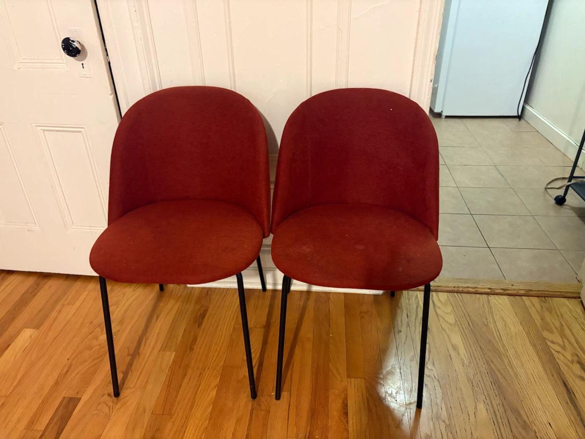 2 Red Upholstered Chairs - photo 3