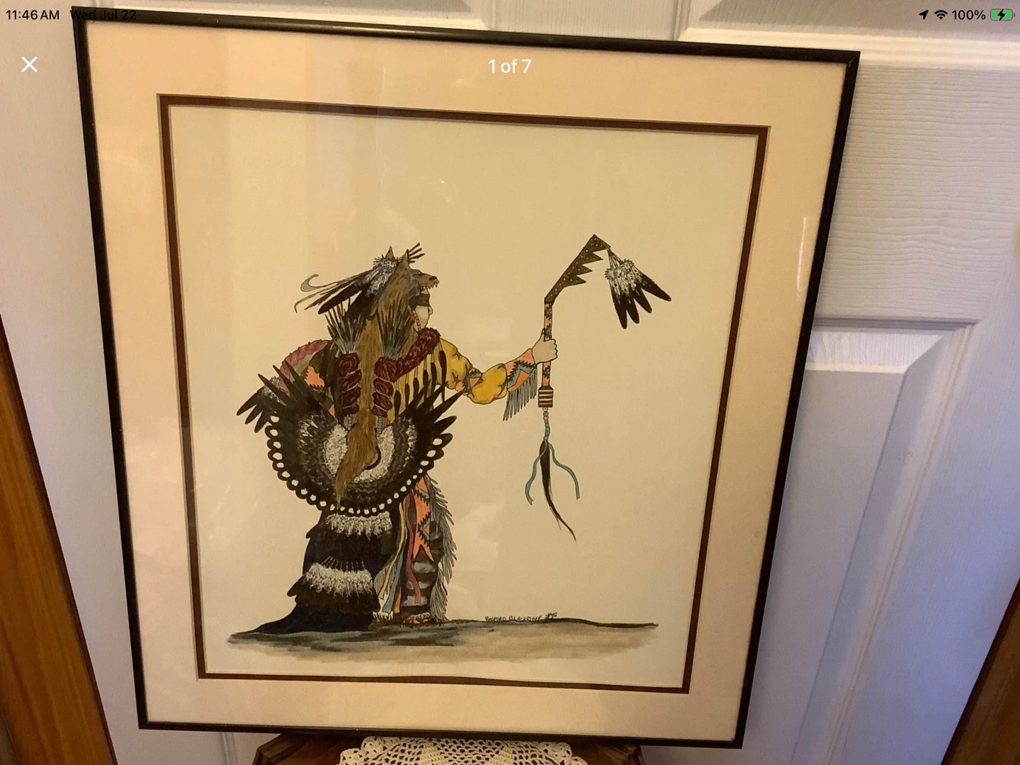 Vt Acrylic & Ink Ptg “Native Dancer” by Radford Blackrider 🐞
