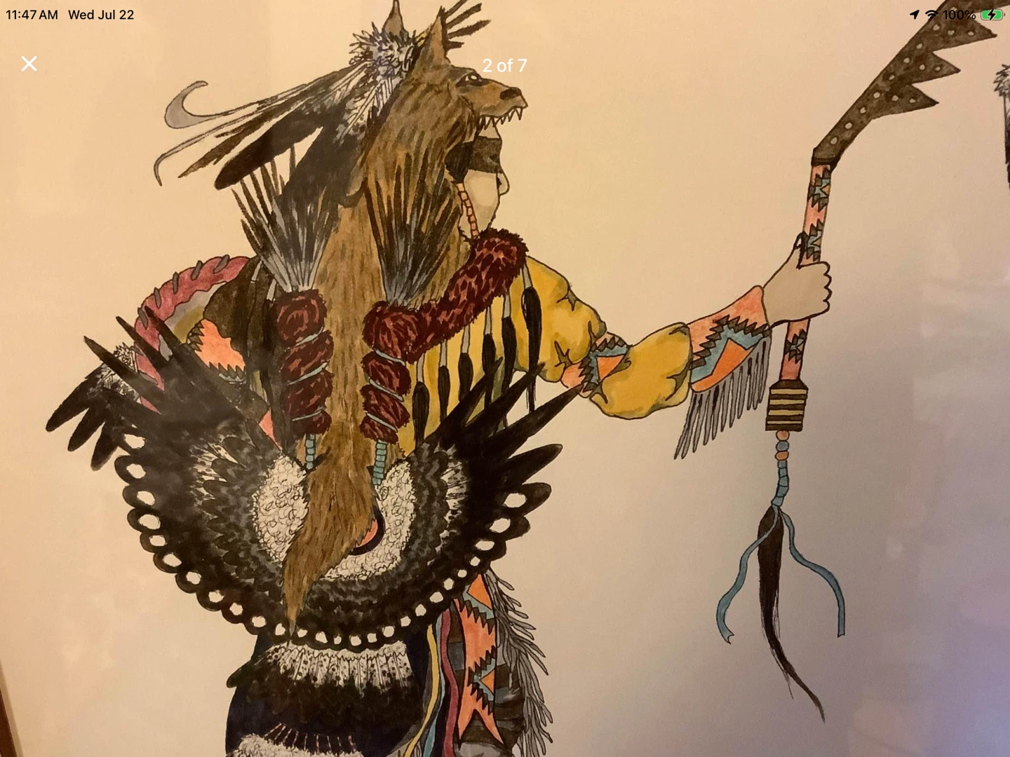 Vt Acrylic & Ink Ptg “Native Dancer” by Radford Blackrider 🐞 - photo 2