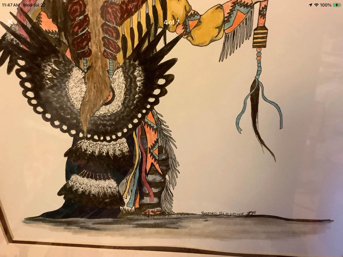 Vt Acrylic & Ink Ptg “Native Dancer” by Radford Blackrider 🐞 - photo 3