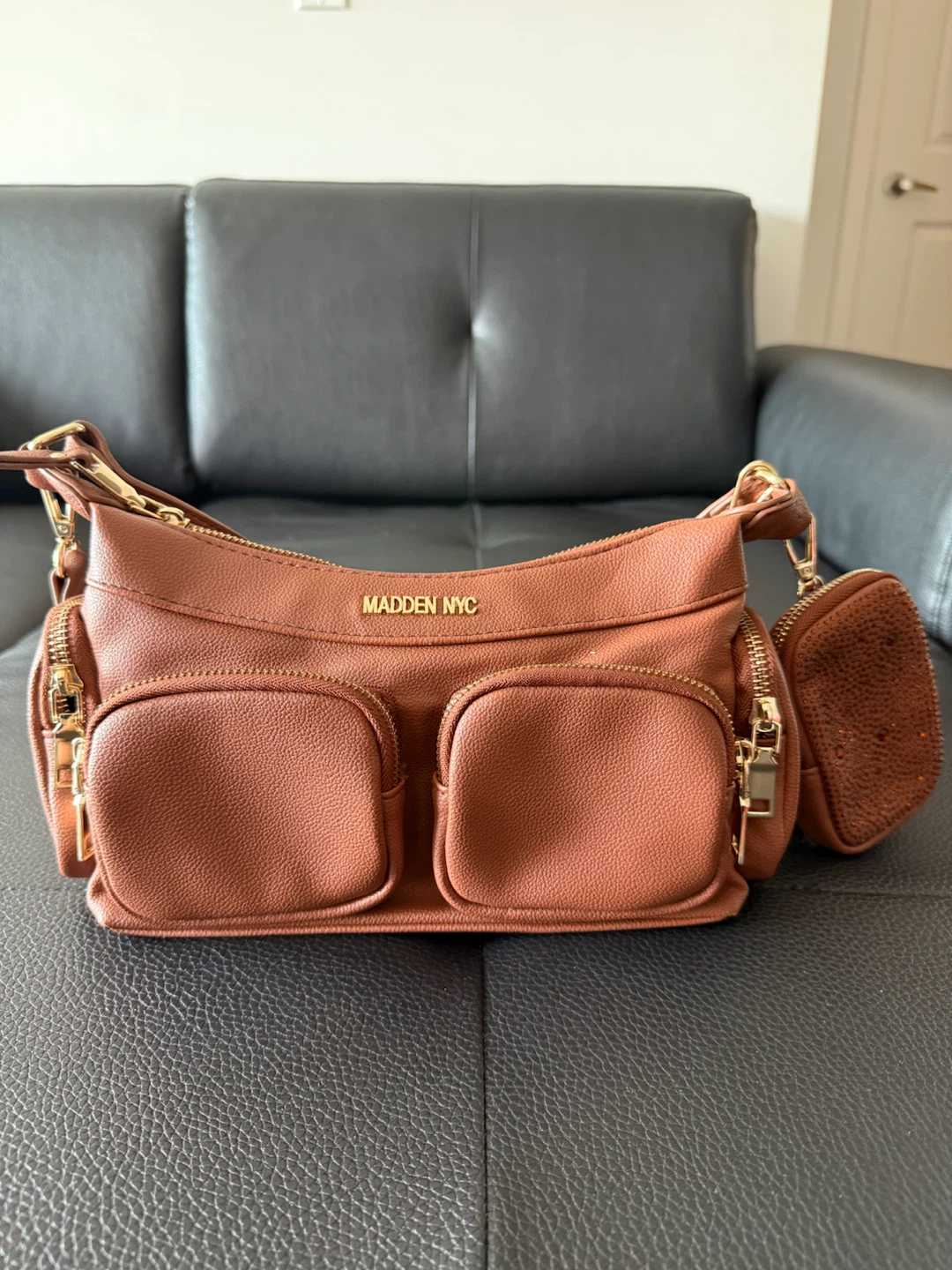 Madden NYC Cognac Brown Crossbody Bag with Coin Pouch – Like New - photo 4