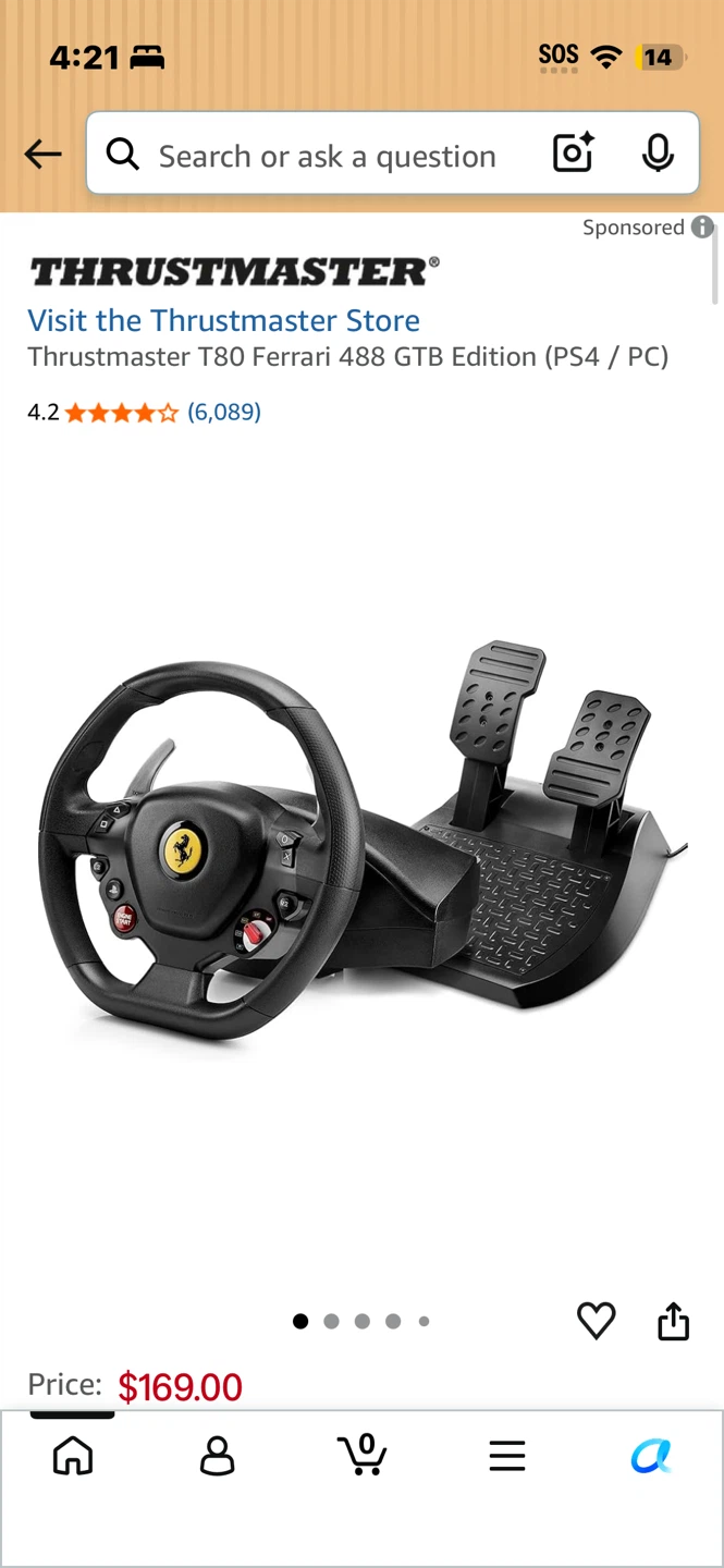 Thrustmaster T80 Ferrari 488 GTB Edition Racing Wheel - photo 3