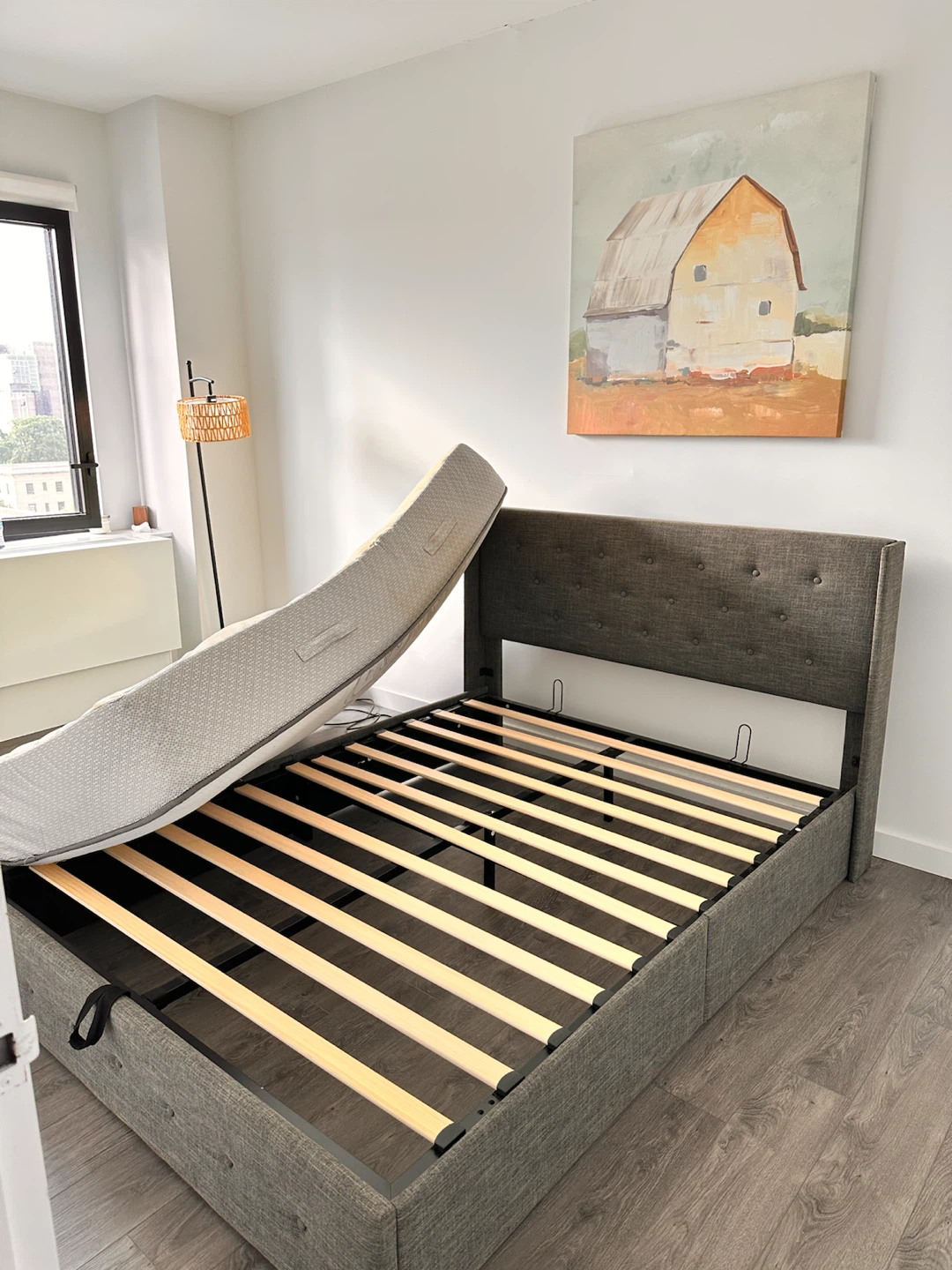 Bed frame Lift Up Wingback Upholstered Platform Bed - photo 5