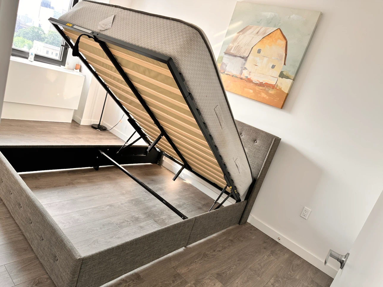 Bed frame Lift Up Wingback Upholstered Platform Bed - photo 3