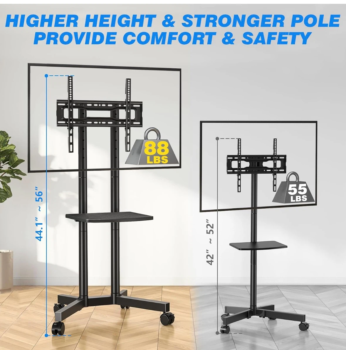 Rolling TV Stand with Shelf - photo 4