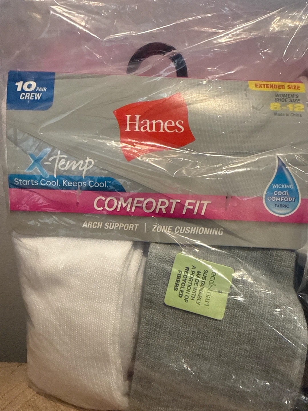 Hanes X-Temp Comfort Fit Crew Socks - Extended Size (10 Pair) - photo 3