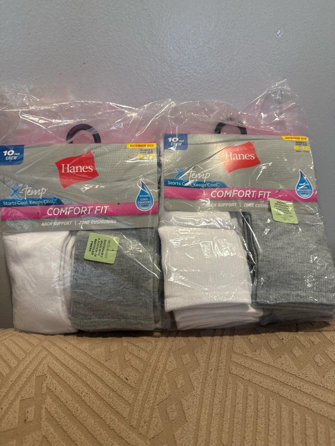 Hanes X-Temp Comfort Fit Crew Socks - Extended Size (10 Pair) - photo 4