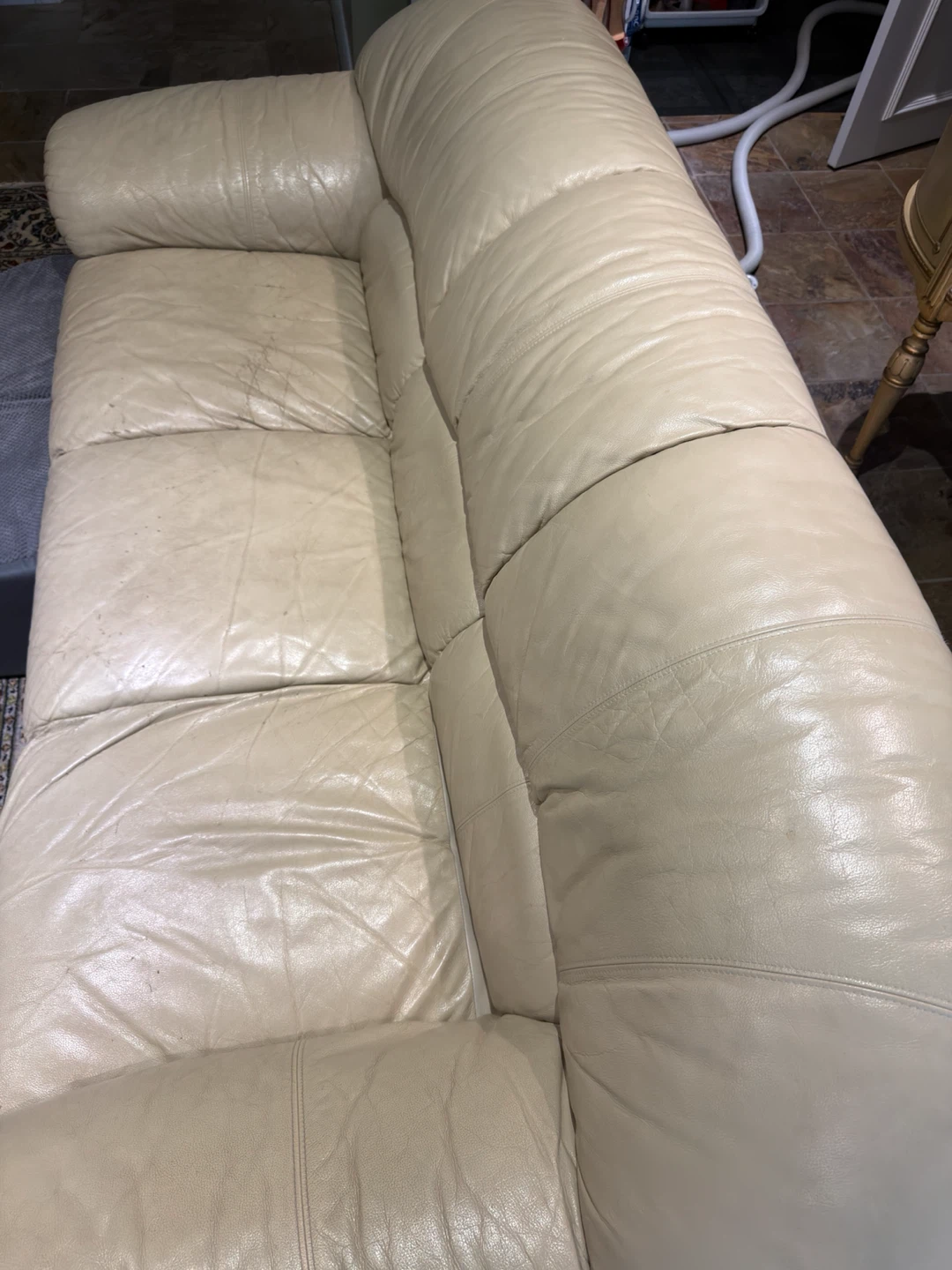 Cream Leather Sofa