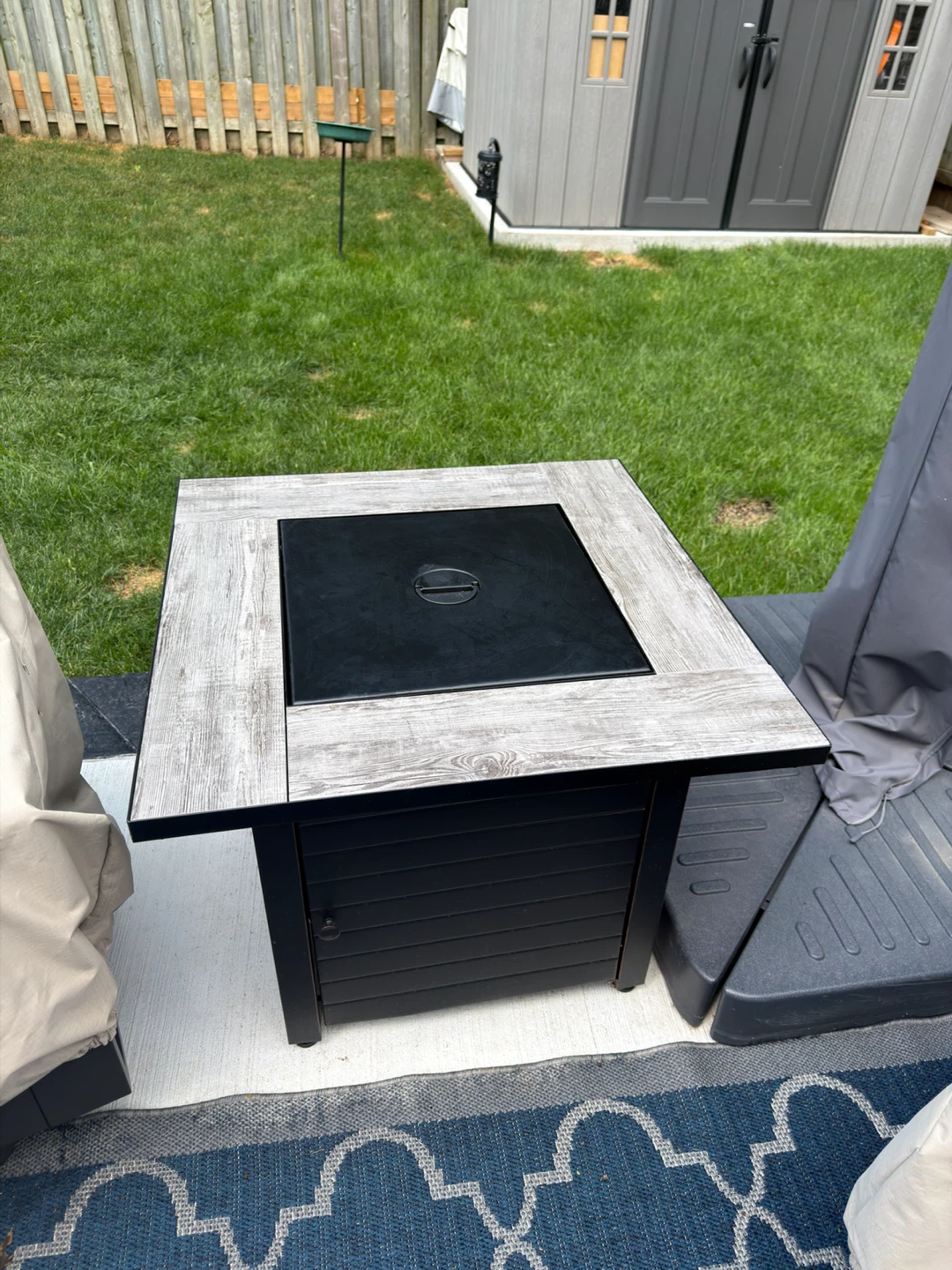 Square Fire Pit Table with Wood-Look Top - photo 3