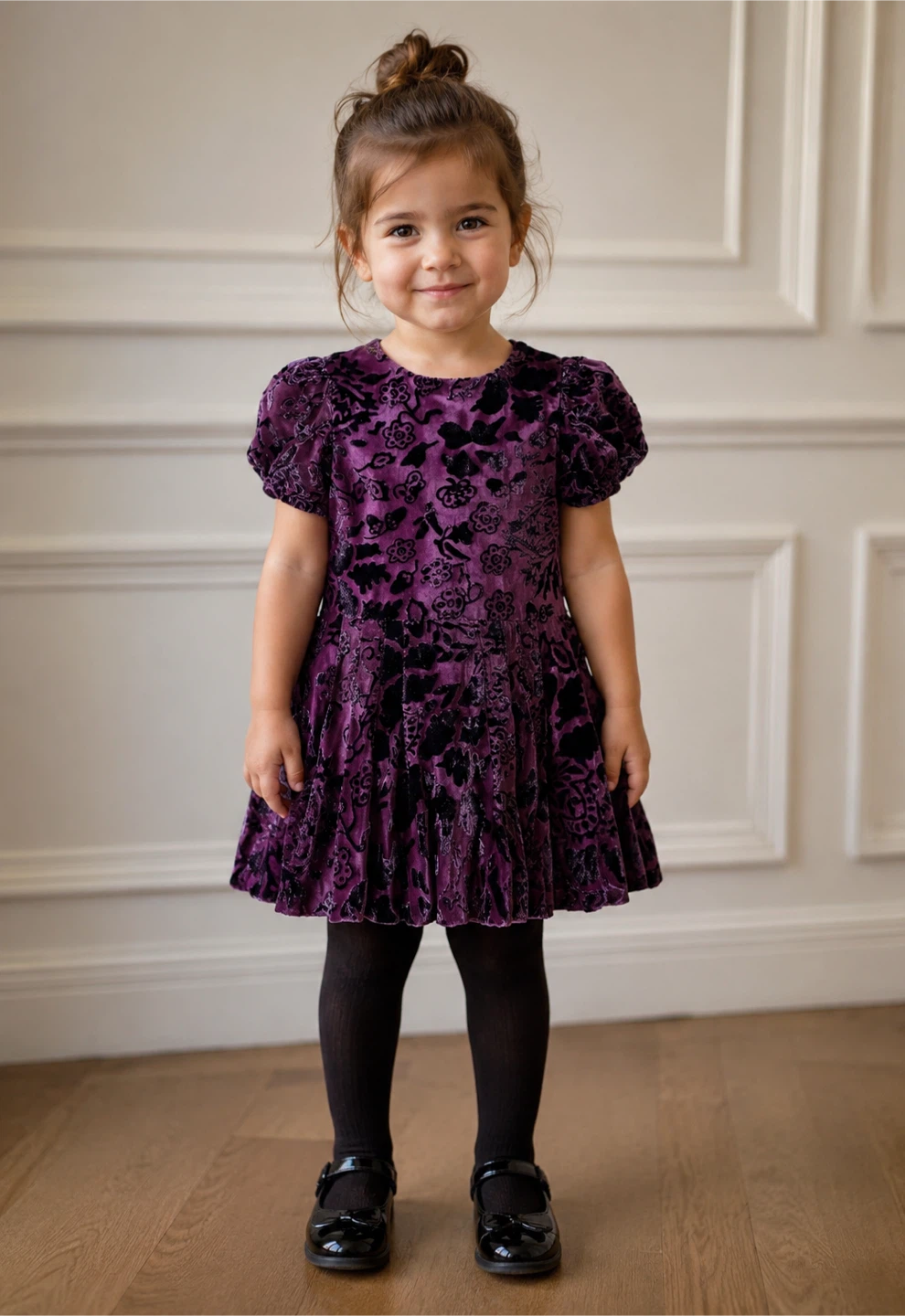 Burberry Kids Velvet Dress Purple Floral Size 12-18 Months