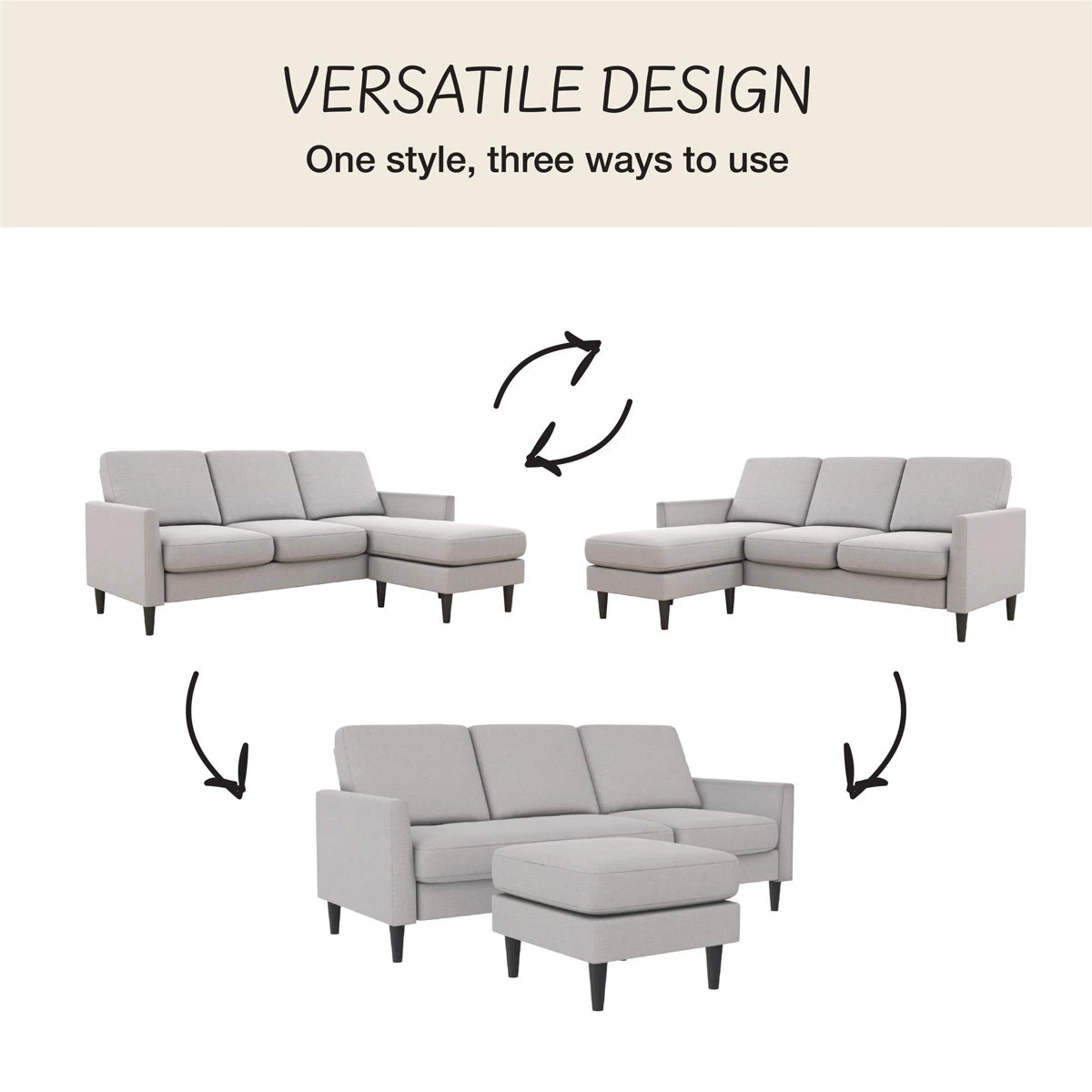 Brandnew 81.5” Reversible Sectional Sofa & Chaise with Ottom - photo 5