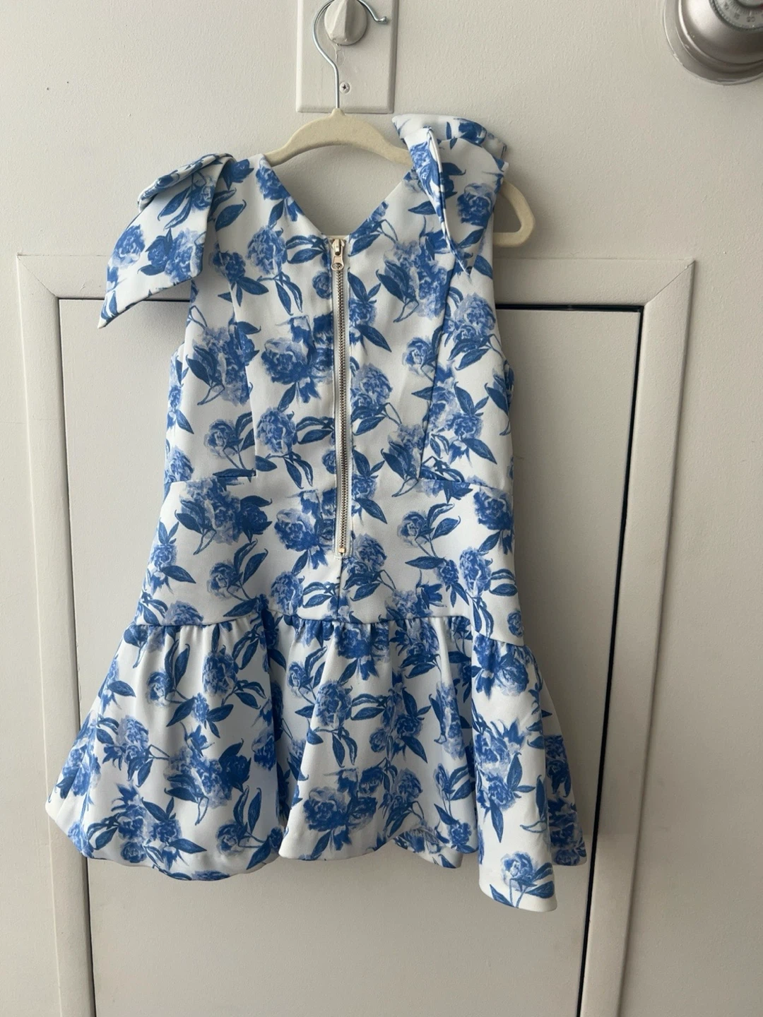 Girls Blue Floral Dress with Bows - photo 3