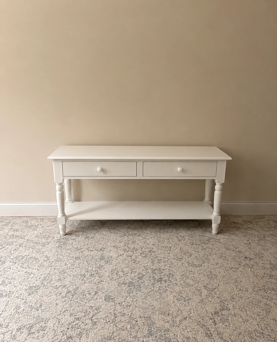 White Console Table with Two Drawers