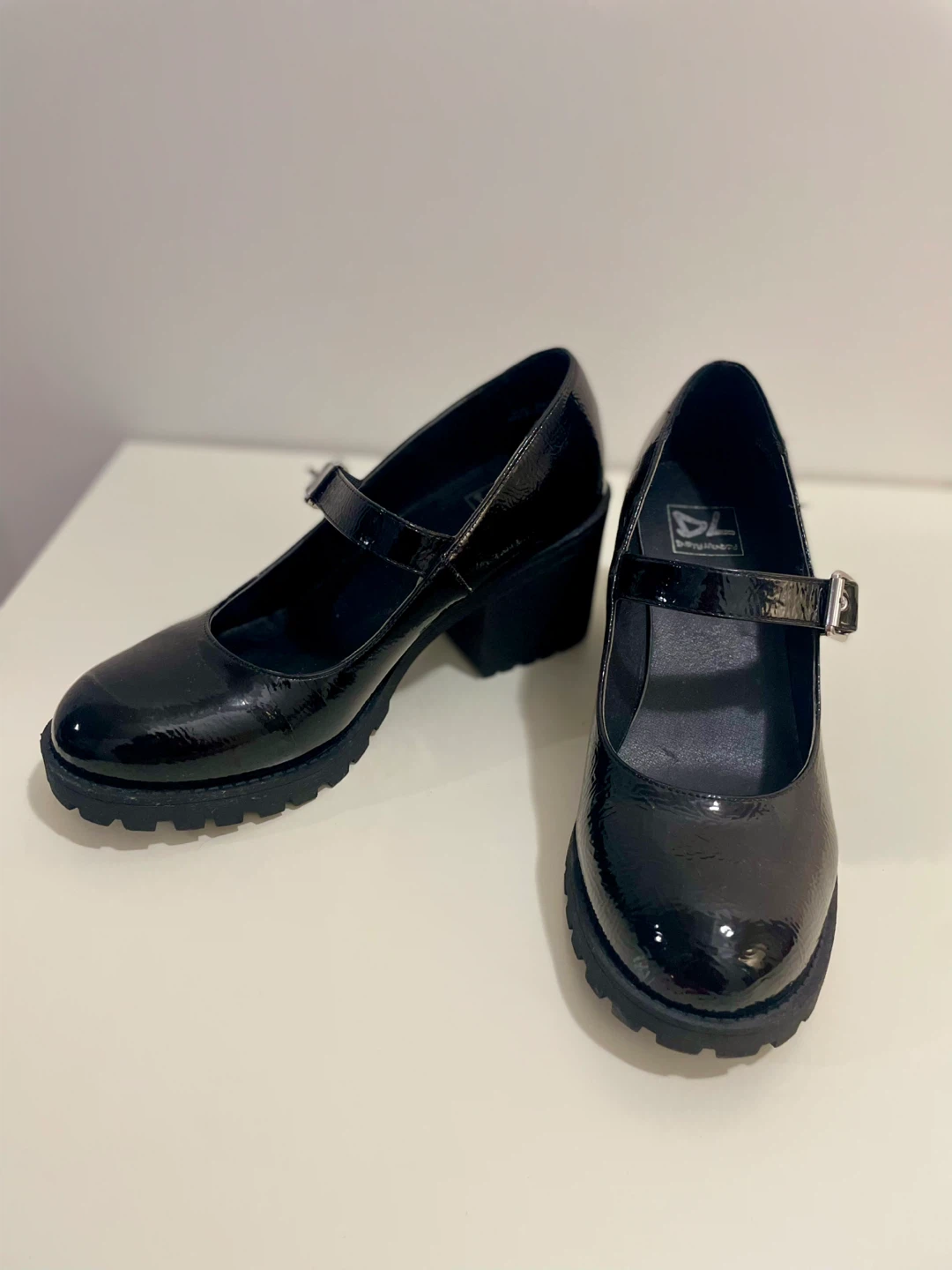 Dirty Laundry Black Patent Mary Jane Chunky Shoes Size 9. - photo 2
