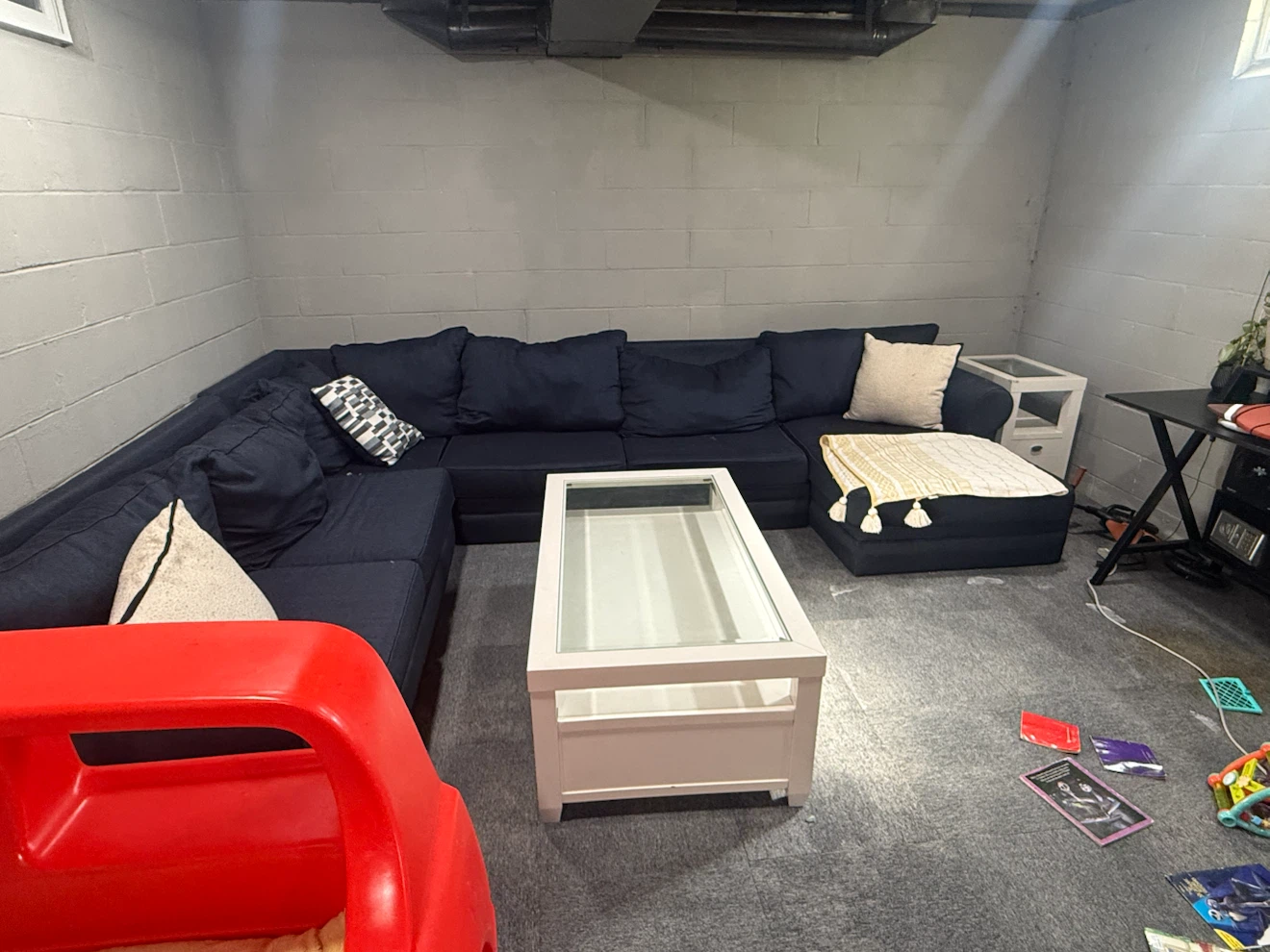 White Coffee Table with Glass Top and Drawers