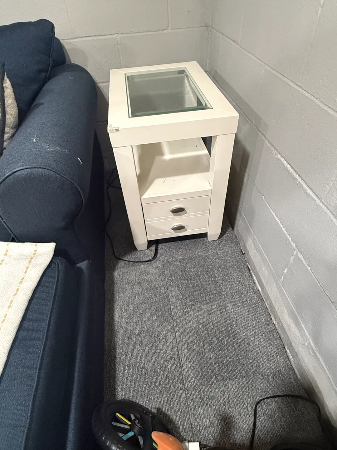 White Coffee Table with Glass Top and Drawers - photo 3