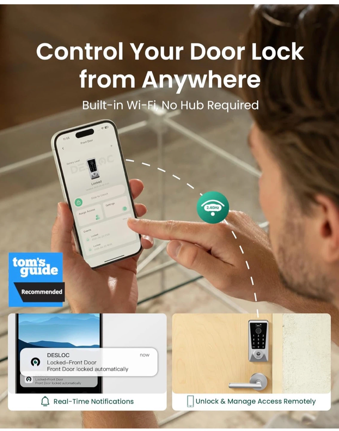 DESLOC D110 Plus WiFi Smart Door Lock with Display Screen D10 - photo 2