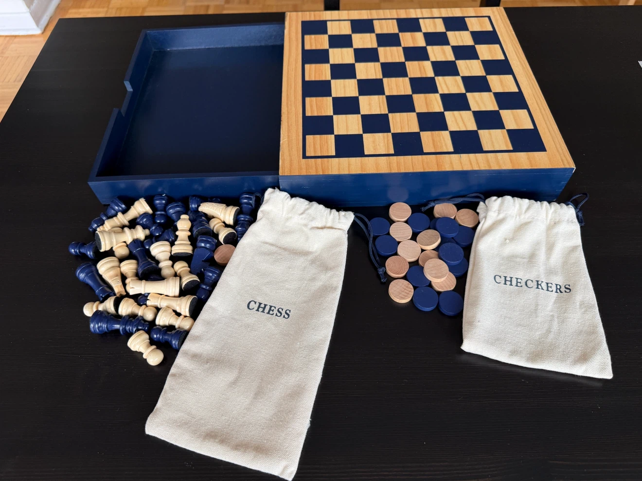 Wooden Chess & Checkers Board Game Set