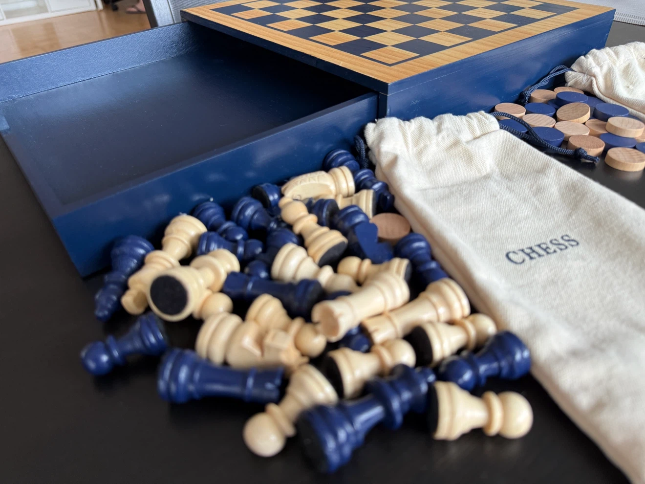 Wooden Chess & Checkers Board Game Set - photo 2