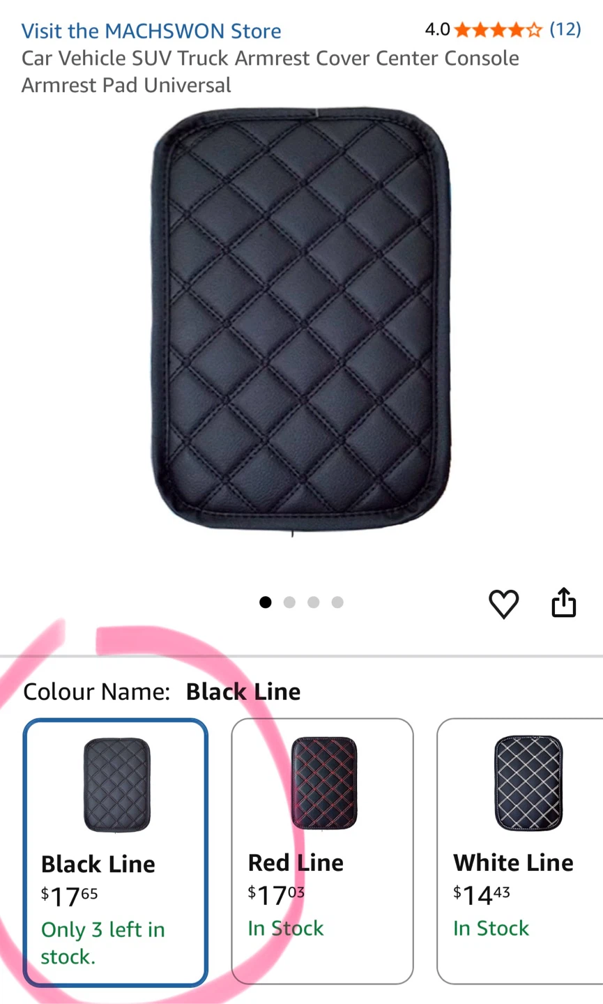 Universal Car Armrest Cover Pad Black