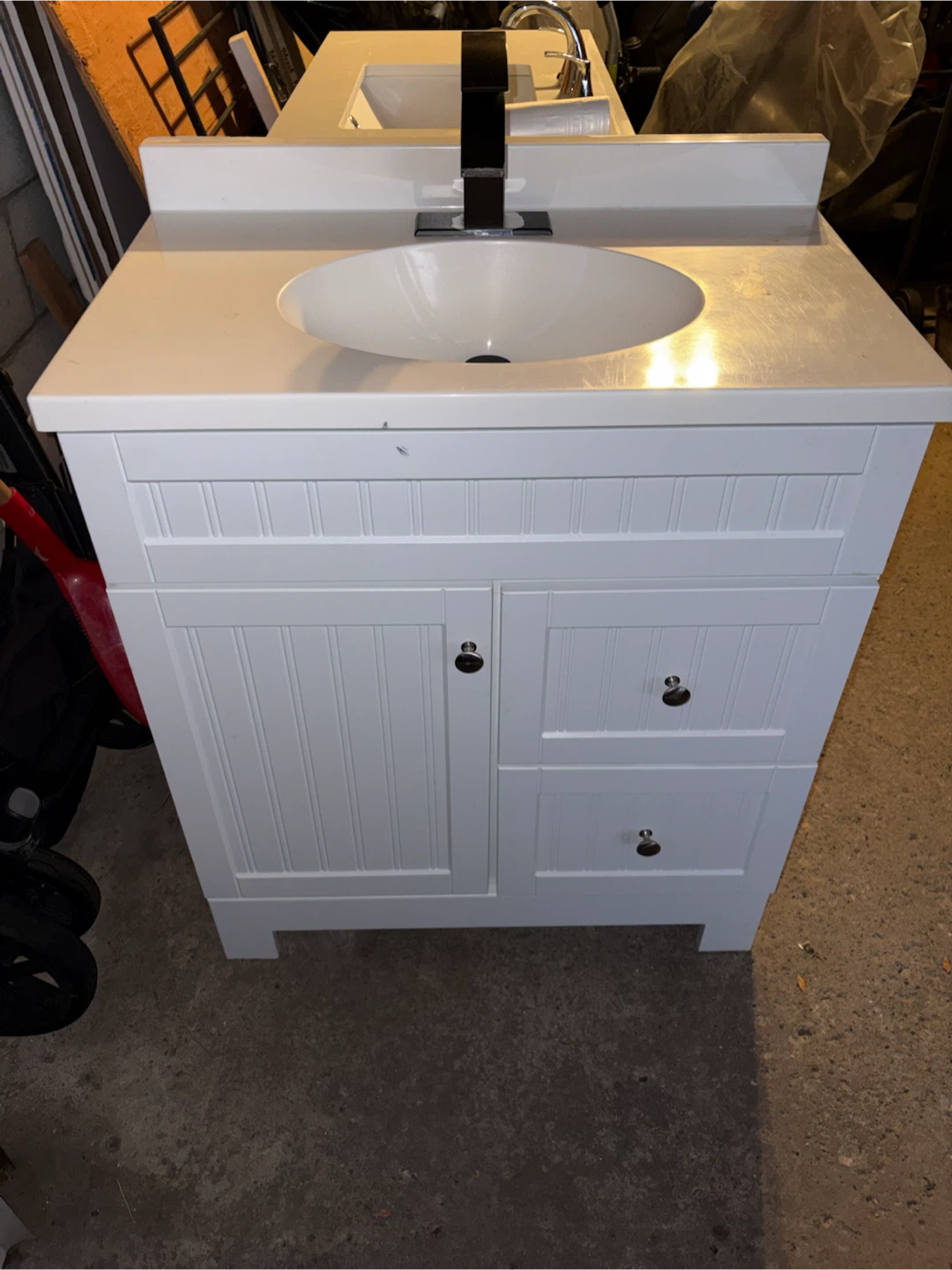 White Bathroom Vanity with Sink and Faucet - photo 3