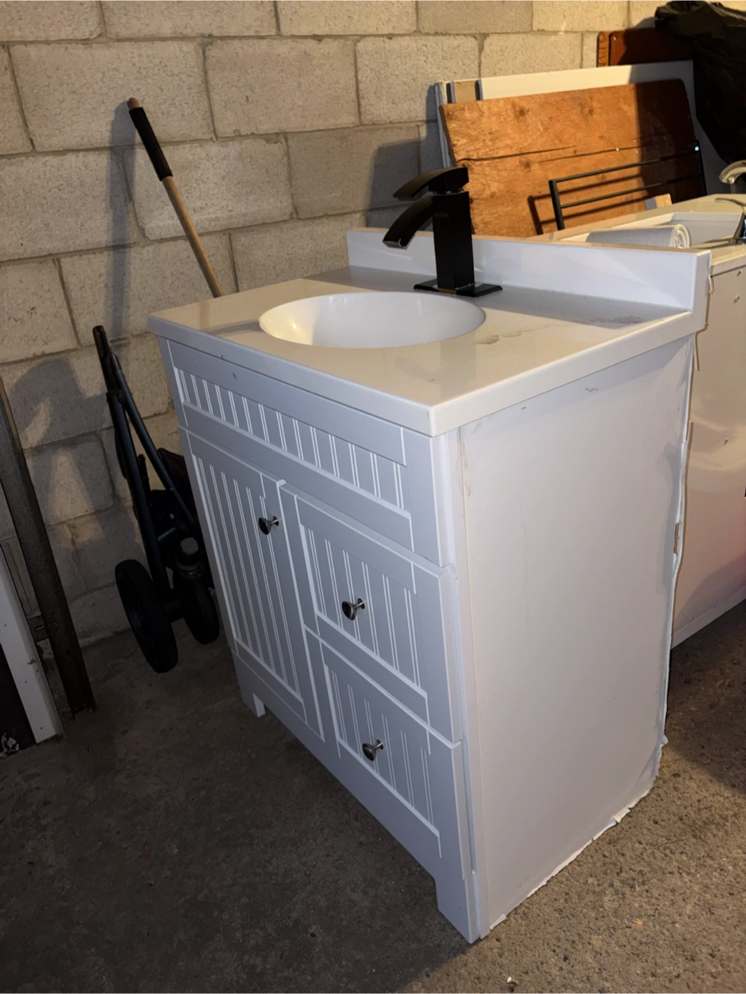 White Bathroom Vanity with Sink and Faucet - photo 4