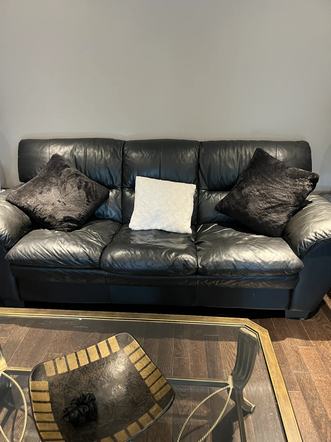 Black Leather Sofa - photo 2
