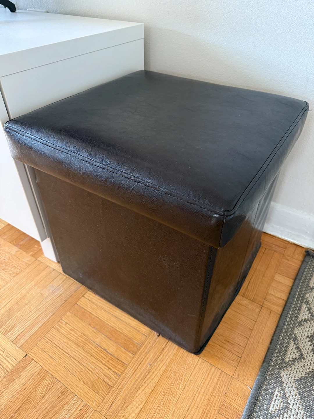 Dark Brown Faux Leather Ottoman
