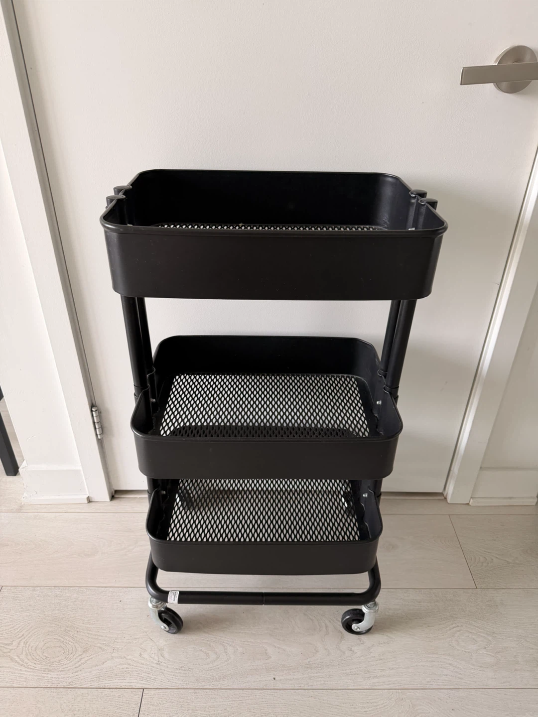 Ikea Black 3-Tier Rolling Cart