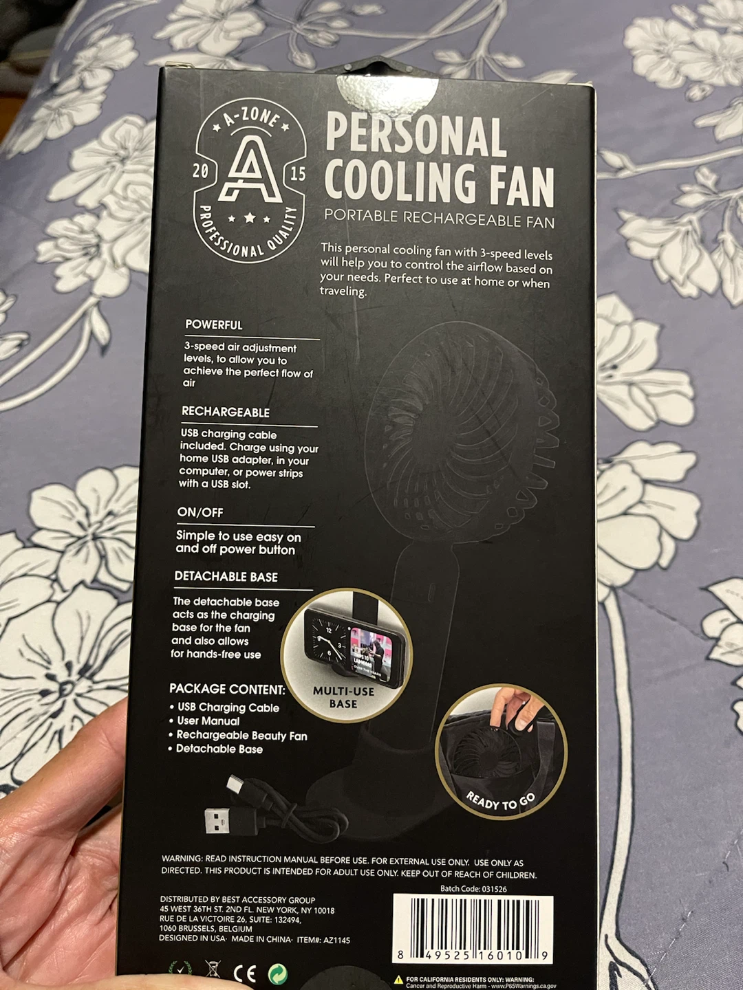 A-ZONE Personal Cooling Fan - Portable Rechargeable - photo 2