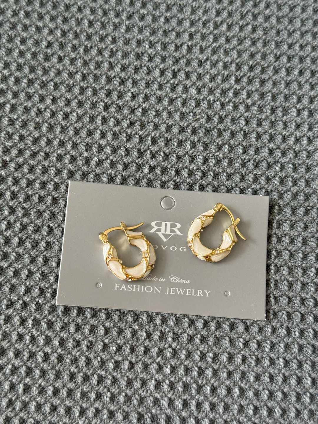 White Enamel Gold Hoop Earrings