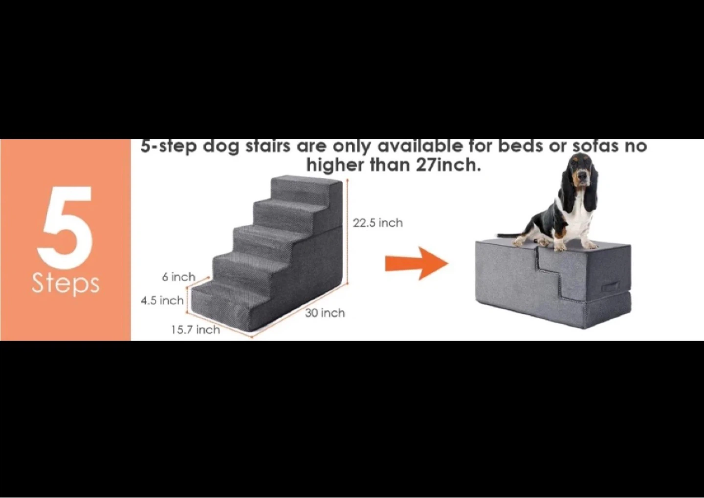 Eheyciga Dog Stairs For Small Dogs, 5-Step Dog Stairs - photo 4