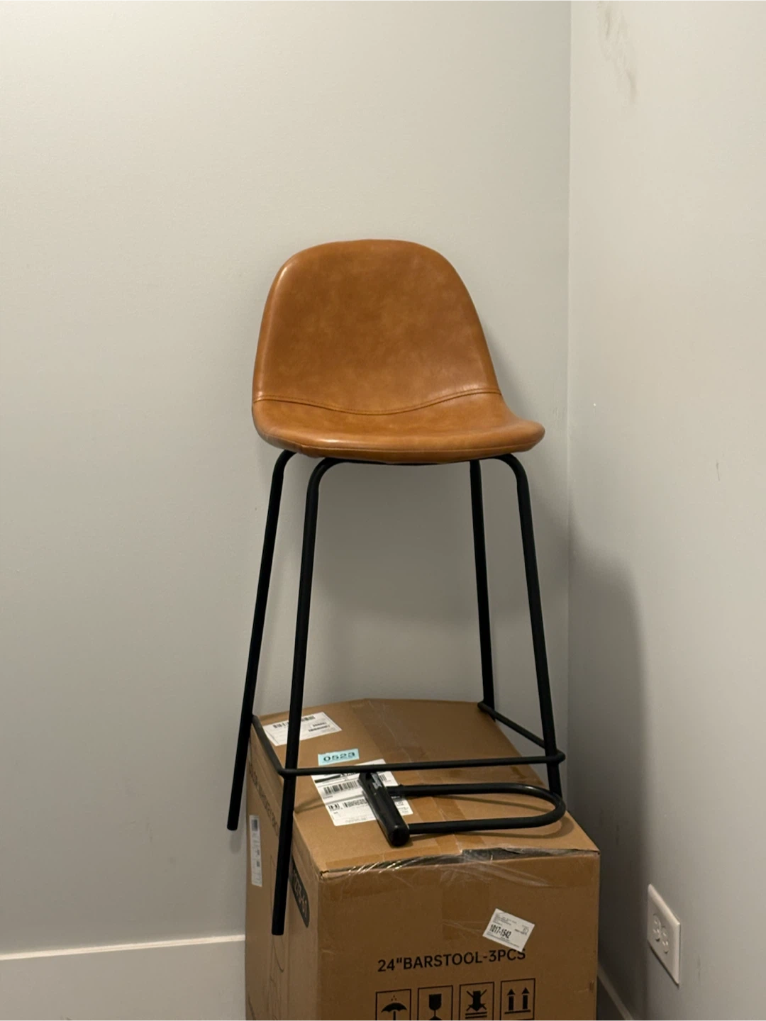 4 Brown Faux Leather Counter Stool