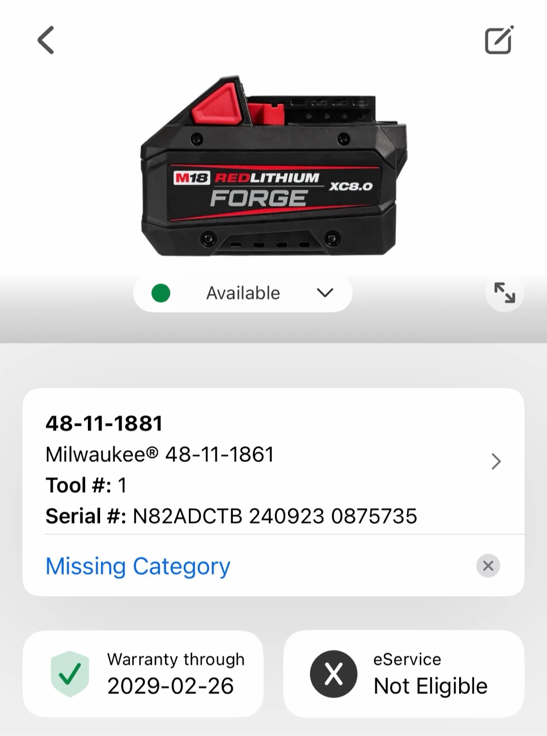 Milwaukee M18 REDLITHIUM FORGE XC8.0 Battery