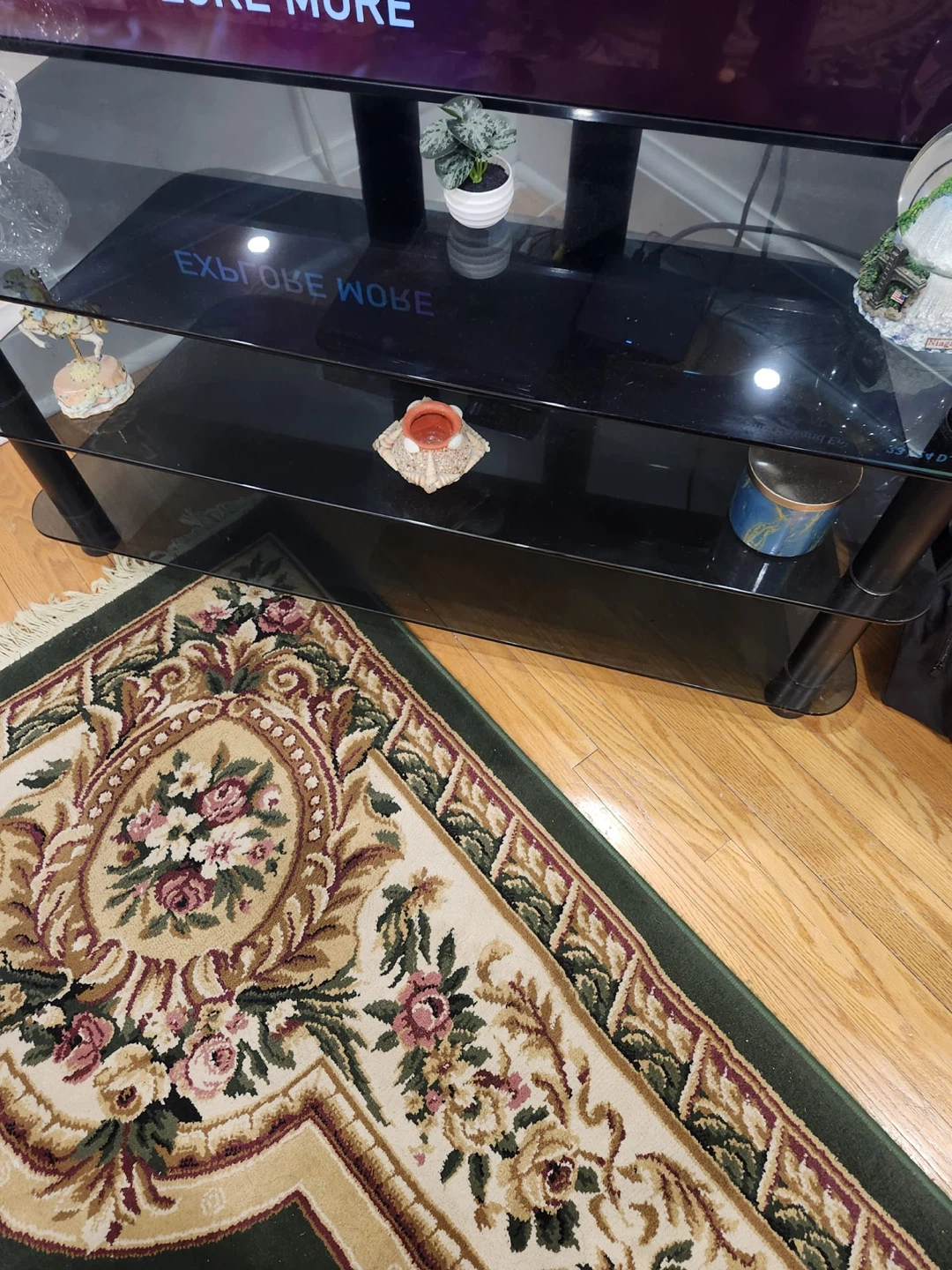 Black Glass 3-Shelf TV Stand