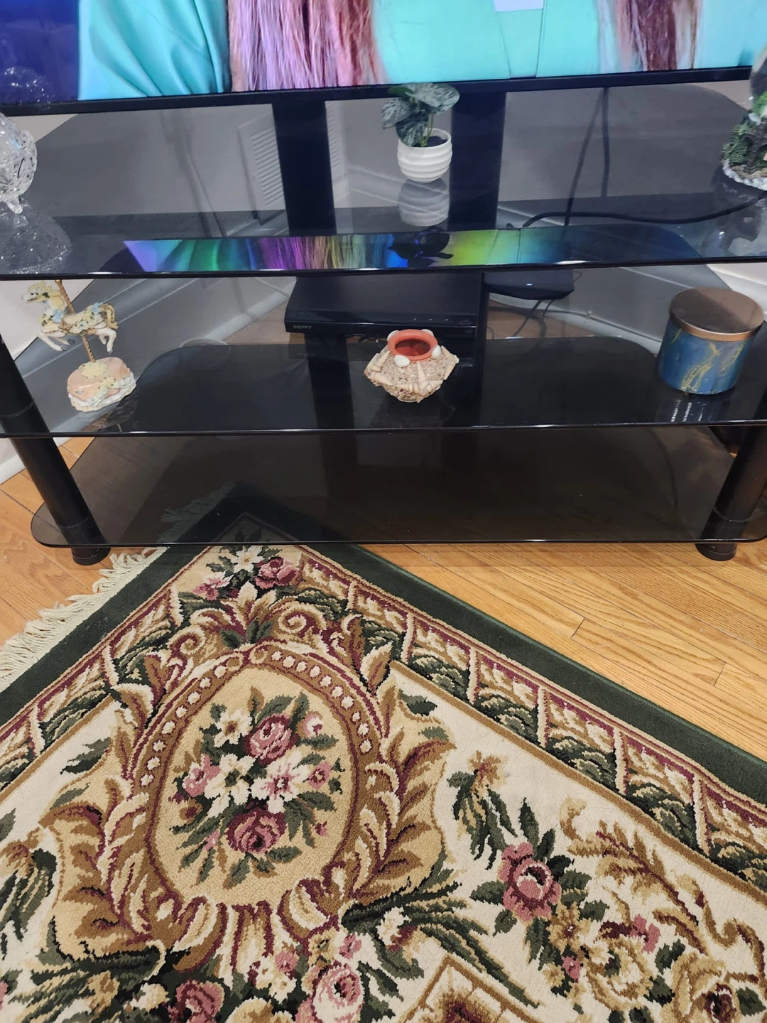 Black Glass 3-Shelf TV Stand - photo 2