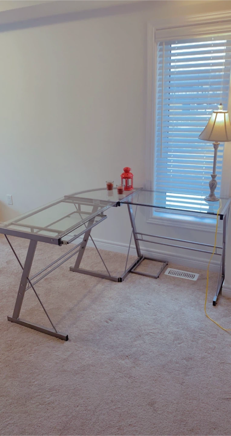 Glass Corner Desk with Keyboard Tray - photo 3