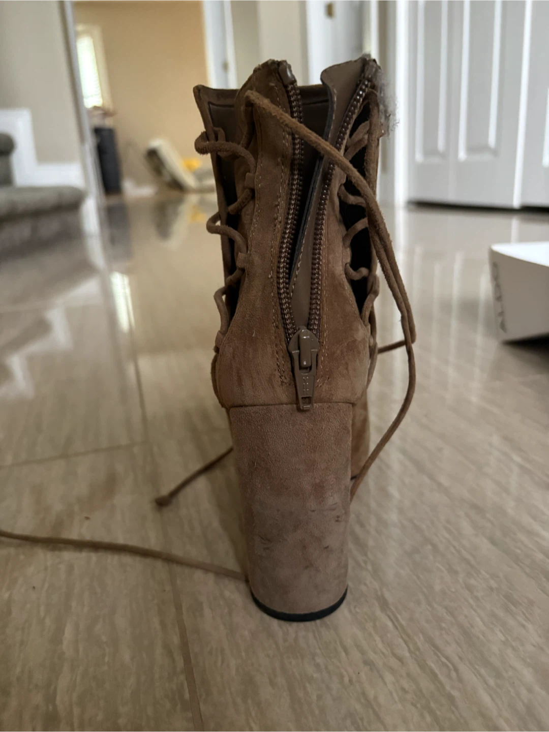 Brown Suede Lace-Up Ankle Boots - photo 2