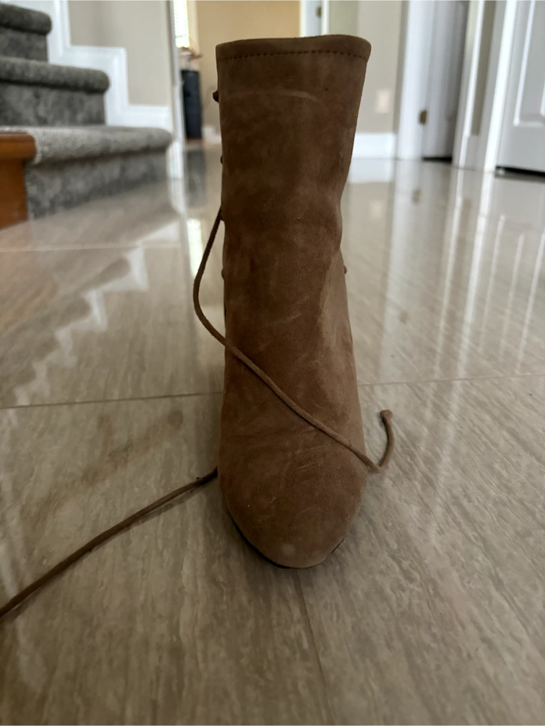 Brown Suede Lace-Up Ankle Boots - photo 3