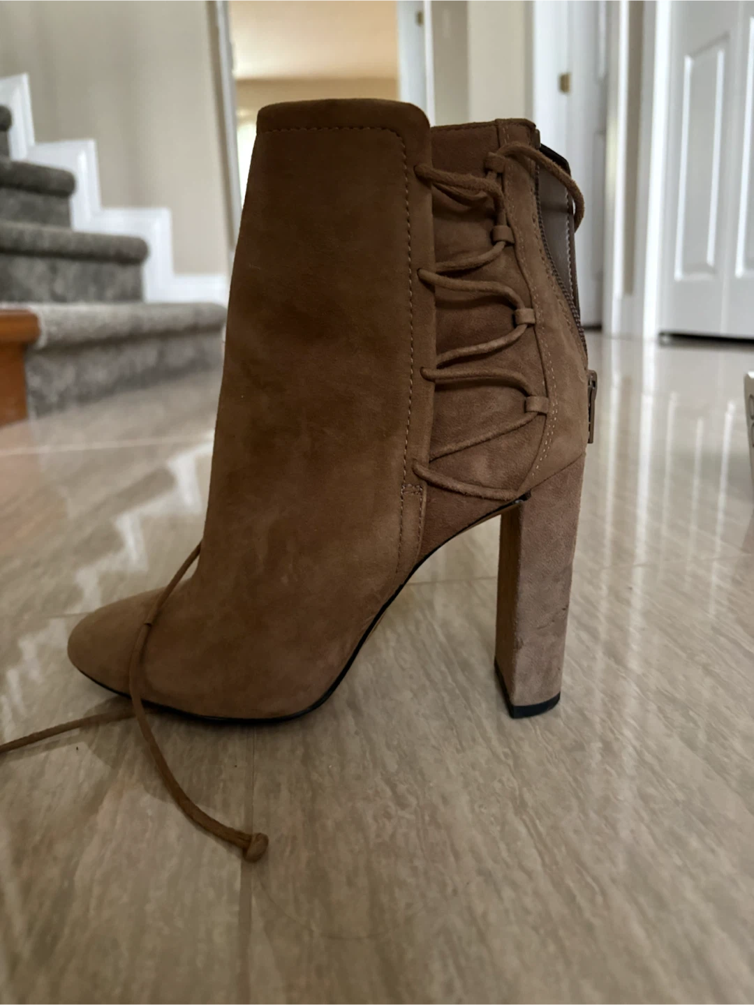 Brown Suede Lace-Up Ankle Boots - photo 5