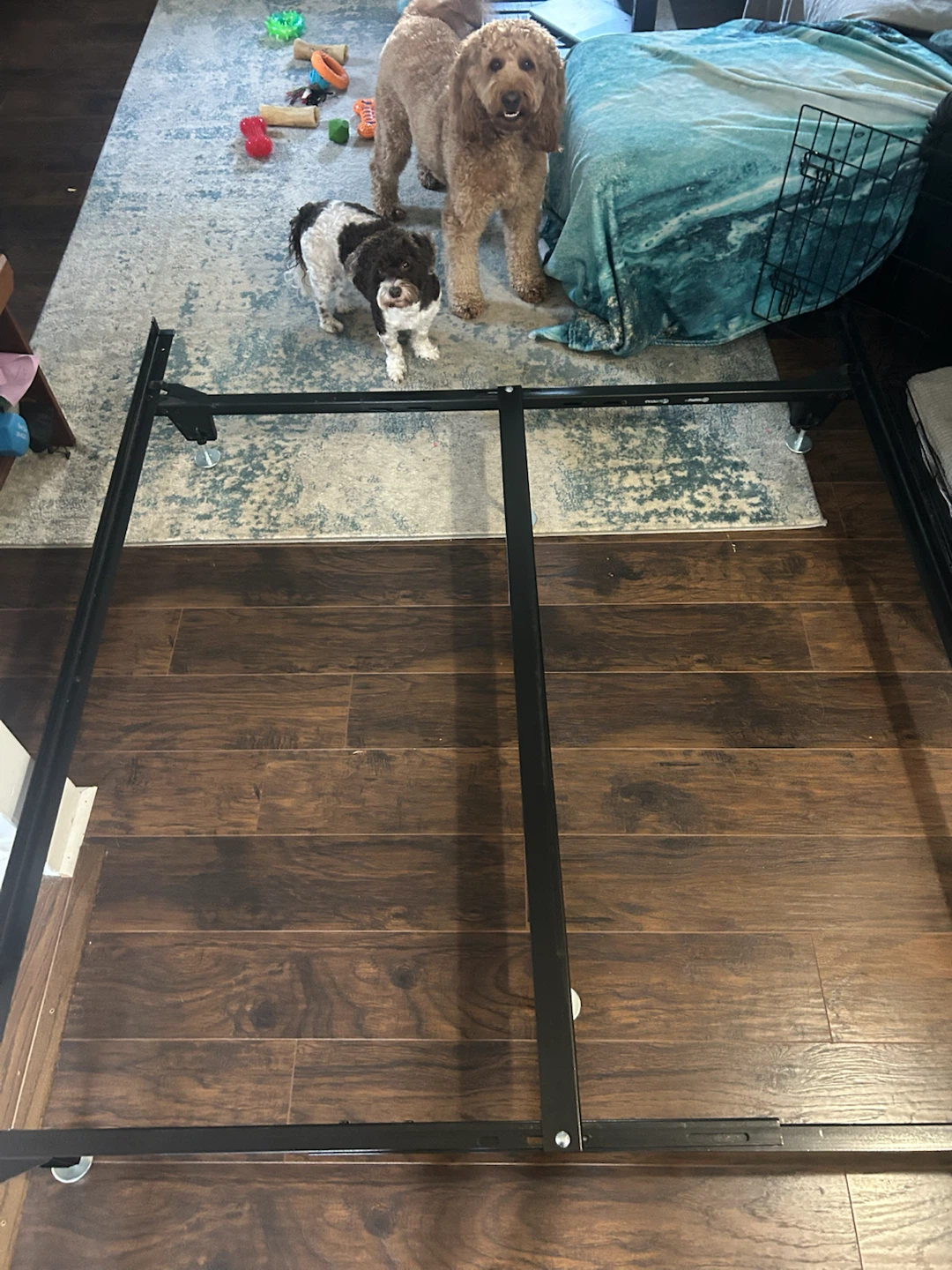 Queen metal bed frame with boxspring